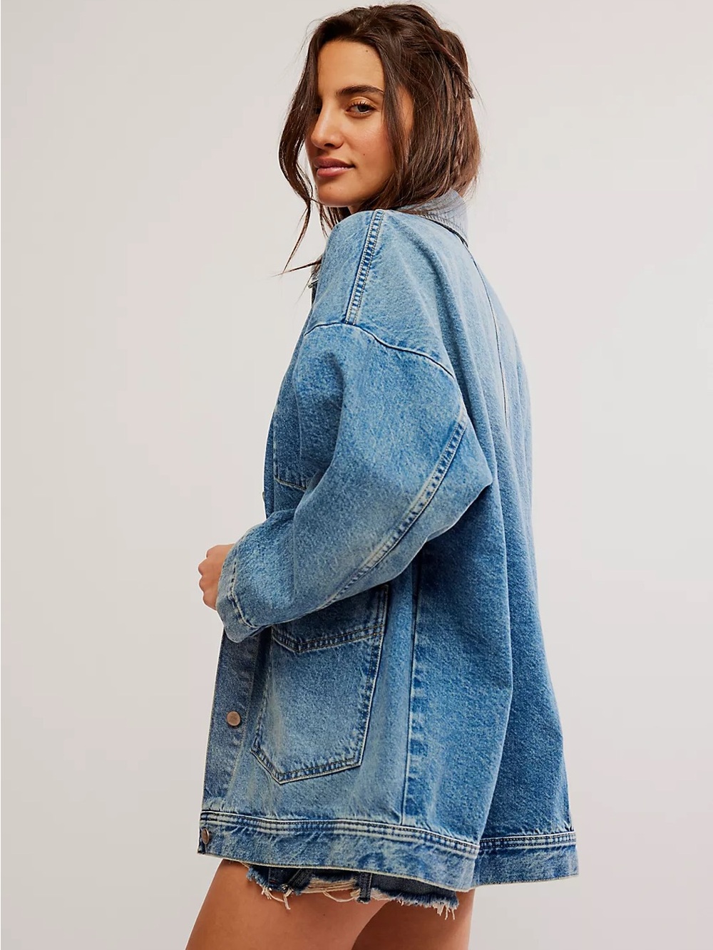 Free People We The Free Evolve Oversized Denim Chore Jacket Size M NWT